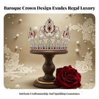 Baroque Design Queen Crown Elegant Design Baroque Queen Crown Large Bead Crystal Tiara Lightweight Crystal Bridal Tiara
