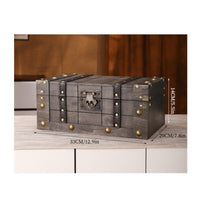 Wooden Box with Hinged Lid Vintage-Style Wooden Box with Lock Rustic Jewelry Chest for Desk