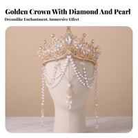 Tassel Forehead Chain Headdress Retro Design Exotic Bead Tassel Crown Move Ld Princess Crown Crystal Embellished for Photoshoots