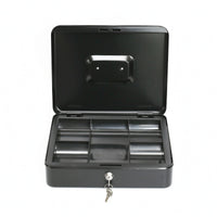 Keyed Metal Currency Box Hinged Lid Divided Currency Box Compact