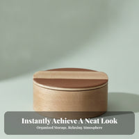 Solid Wood Storage Box Compact Size Round Wood Storage Box Rustic Design