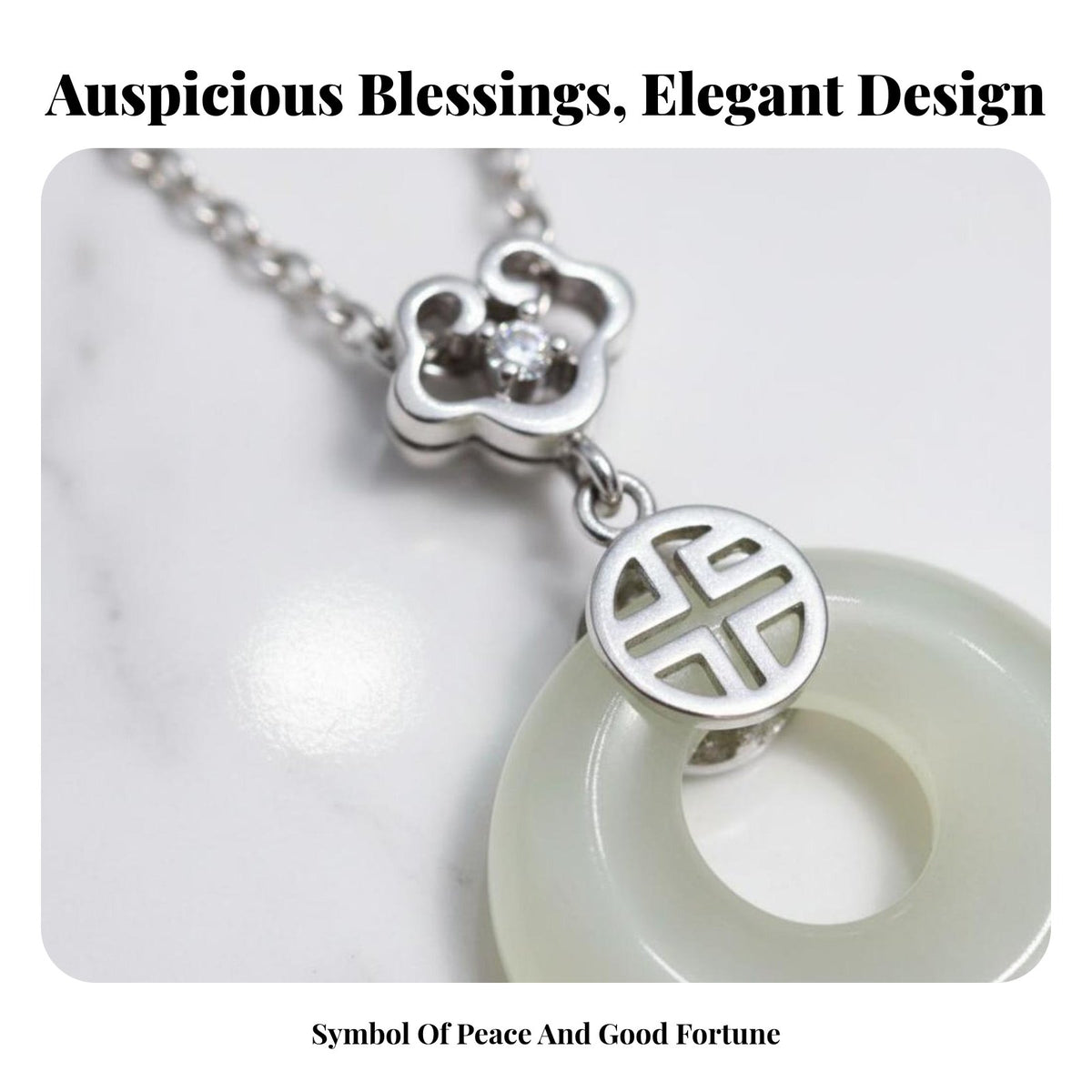 S925 Silver Jade Necklace Spiritual Gift Chinese Jade Donut Charm Necklace