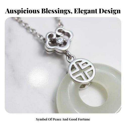 S925 Silver Jade Necklace Spiritual Gift Chinese Jade Donut Charm Necklace