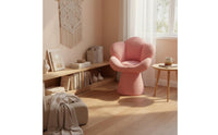 Ergonomic Backrest Swivel Makeup Chair Sturdy Frame Flower Petal Chair High-Density Foam Filling Soft Teddy Material for Women, Girls, Bedroom, Nail Salon