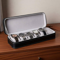 PU Leather Watch Storage Box Portable Design PU Leather Watch Organizer Wristwatch Storage Box Soft Interior Lining Great Gift