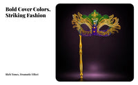 Handheld Masquerade Mask Cutout Design Masquerade Mask Stud Details for Carnival