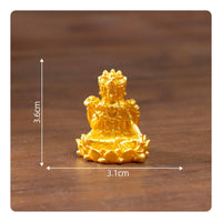 Miniature Buddha Statue Gold Finish Golden Deity Figurine Detailed Craftsmanship