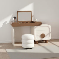Double Use Flip-Top Vanity Desk Minimalist Design Small Space Dressing Table Compartmentalized Storage Flip Top Vanity Desk 3-in-1 Design for Dorm Room