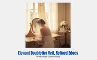 Bridal Veil, Double Tier Edged Design, Cream Wedding Headpiece with Comb, Elegant Photography