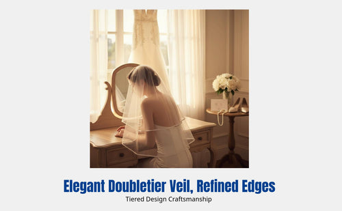 Bridal Veil, Double Tier Edged Design, Cream Wedding Headpiece with Comb, Elegant Photography