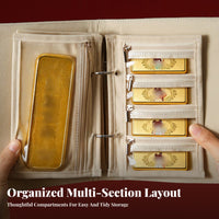 Anti-Oxidation Jewelry Storage Book Transparent Pockets Gold Bar Storage Case Large Capacity for Women, Daily Use, Dresser, Safe Deposit Box