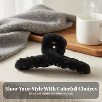 Furry Grip Fastener Korean Design Furry Fastener Furry Jaw Clamp Strong Hold Fuzzy Hair Clamp Nonslip for Women, Everyday Wear