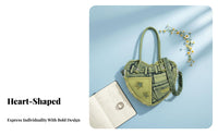 Heart Shaped Denim Bag Adjustable Strap Denim Crossbody Purse Fashion Heart Purse for Women, Teens, Shopping