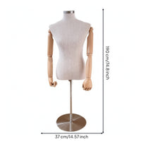 Half-Body Mannequin with Articulated Arms Sturdy textileCovered Dress Form with Metal Base Stable Mannequin Torso for Retail Shops