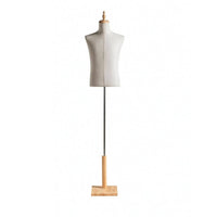 Male Mannequin Torso Textile-Covered Male Torso Mannequin Wooden Base