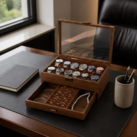 2-Layer Watch Box Drawer Design Display Case Metal Latch