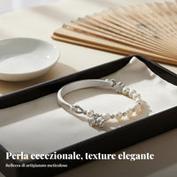 Half Bangle Half Chain Bracelet Chinese Aesthetic Lily of the Valley Pearl