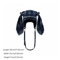 Washed Jean Rabbit Ear-Like Cap Cute Fashion Accessory Crossbody Strap for Women