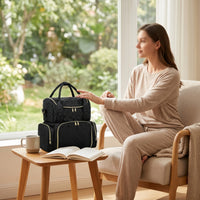 Makeup Bag with Handle Structured Cosmetic Organizer Bag for Salon, Travelers