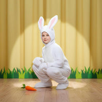 Youngster bunny Costume 4-Piece Set Soft Animal Jumpsuit Hooded Design Animal Outfit for Stage Performance, Parties