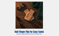 Korean Style Flip Cover Half Finger Gloves, Knitted Plush, Windproof, Autumn Winter, Cycling