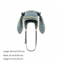 Washed Jean Rabbit Ear-Like Cap Cute Fashion Accessory Crossbody Strap for Women