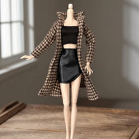 Doll Coat with Skirt Miniature Fashion Doll Clothes Soft for Dress-up Play