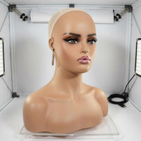 Mannequin Head Realistic Face Shape Hairpiece Display Head Portable Female Mannequin Bust for Salon