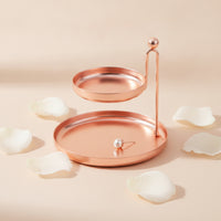 Two Tier Tray Round Jewelry Organizer Standing Storage Shelf for Women