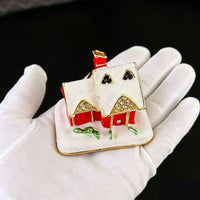 Christmas House Jewelry Box Decorative Winter House Jewelry Holder Box