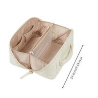 Padded Quilted Cosmetic Bag with Handle Quilted Makeup Bag Smooth Textile Travel Organizer Case