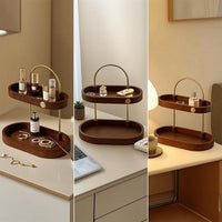 Desktop Storage Rack Compact Two-Tier Organizer Sturdy Desktop Organizer with Handle for Vanity
