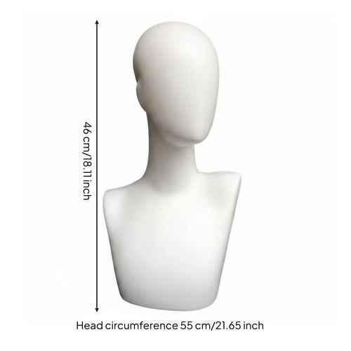 Cosplay Display Head Sleek White Surface Hat Display Bust for Salon, Cosplayers
