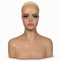 Mannequin Head with Shoulders Matte Jewelry Display Stand Sculpted for Jewelers