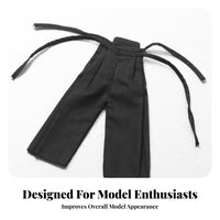 Black Doll Pants with Straps Cloth Material 1/6 Scale Action Figure Outfit