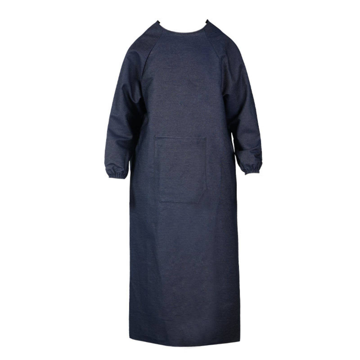 Long Sleeve Denim Apron Stain-Resistant Backwards Wear Work Coat Large Pocket