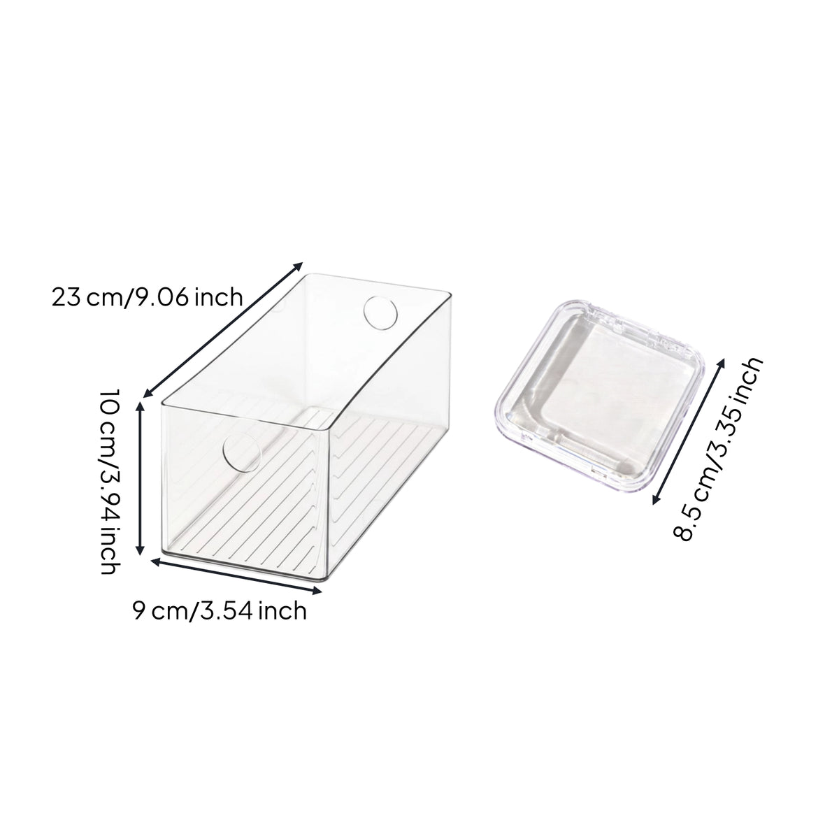 Hinge-Lid Storage Box Rectangular Plastic Container Glossy