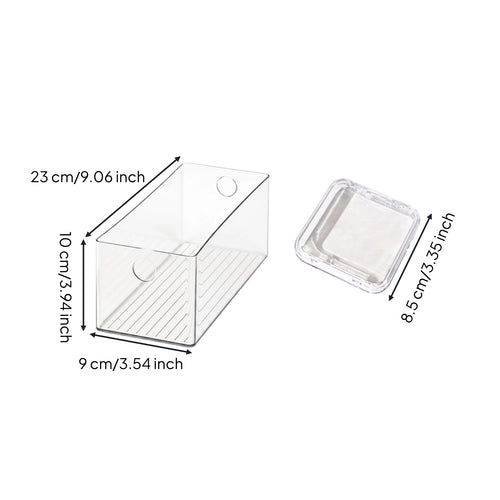 Hinge-Lid Storage Box Rectangular Plastic Container Glossy