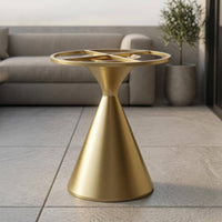 Carbon Steel Cone Side Table Base Tapered Round Pedestal Base Circular Top Frame 55 Cm Table Stand Cross Braces