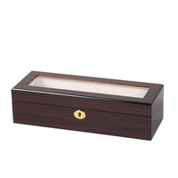Glass-Top Watch Box Lacquered Watch Display Box Golden-Hued Lock