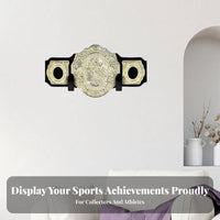 4 Pieces Championship Belt Wall Mount Aluminum Alloy Horizontal Belt Storage Racks Easy Installation for Collectors, Athletes, Game Room, Gym