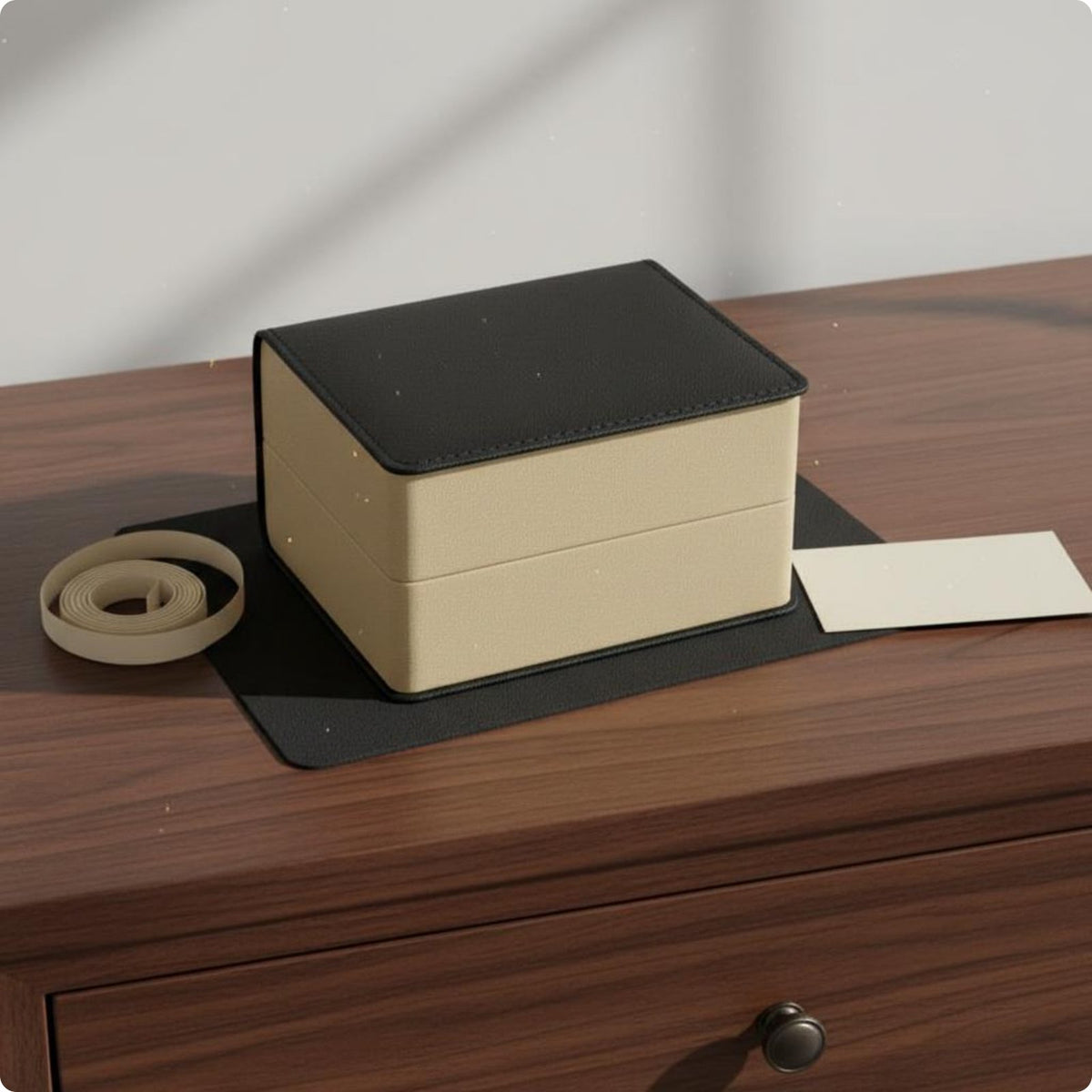 PU Leather Watch Box Pillow Insert Hinged Lid Watch Case Easy to Clean