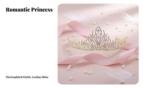 Bridal Crown Regal Design Bridal Feather Tiara Crystal Princess Crown High Glow Crystal Wedding Headpiece Sparkling