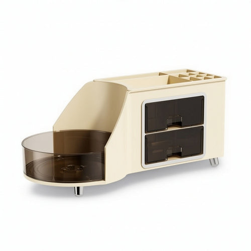 Vanity Organizer with Rotating Base Clear Makeup Organizer with Drawers Smooth