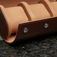 Portable Wristwatch Case PU Leather Watch Storage Box Glossy Brown