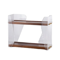 Desktop Storage Rack with Wood Shelves Compact Countertop Display Shelf Modern