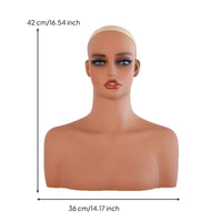 Mannequin Head with Shoulders Smooth Jewelry Display Bust Waxy Hairpiece Display Head for Jewelers