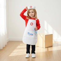 Children's Doctor Outfit Cross-Shaped Insignia Symbol Doctor Apron Side Waist Ties Dress-Costume Set for Pretend Play
