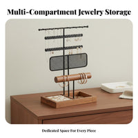 Necklace and Earring Holder Large Capacity Jewelry Stand with Band Tray Accessory Rack Easy Assembly Household Storage for Women