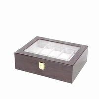 Watch Organizer Box Gold-Tone Clasp Wooden Watch Box White Lined